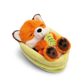 NICI Cuddly Toy Fox with Leaf 12 cm Sleeping in Basket - Orange - Soft Plush Toy - Cute Plush Toy for Cuddling and Playing, for Children and Adults - 61581