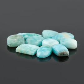 CRYSTALINES 10pcs Natural Sky Blue Larimar Gemstones Cabochons, Wholesale Polished Stones, Wire Wrapping, Jewelry Making, DIY Craft, Healing Protection Crystals, Larimar Cabochon, Gem Collection
