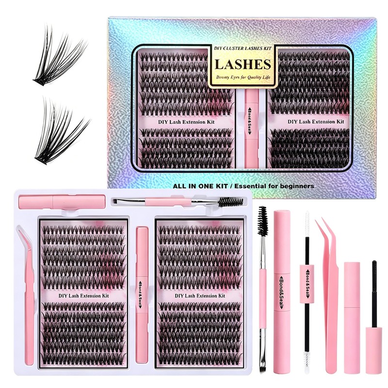 HEYMKGO Kit de Extensiones de Pestañas en Racimo 480 Piezas