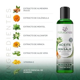 Naturalness Bálsamo Corporal para Masaje Terapéutico Piernas Cansadas 125 ml – Mentol y Alcanfor con aceite esencial de Romero, Sensación de Bienestar Muscular, Circulación, Hinchazón y Pesadez.