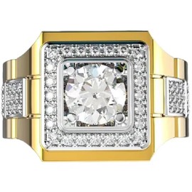 925 Sterling Silver Classic Fashion Watch Full Diamond Shiny Men's 18K Yellow Gold Two Tone Engagement Wedding Rings Cubic Zirconia Round Cut Hip Hop Rings Mens Cocktail Party Rings 644 (10)