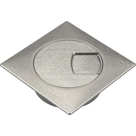 Gedotec Cable guide desk made of sturdy ABS plastic, 2 pieces square cable passages, 80 mm, Plaza, cable box, silver, cable guide square for push-in, cable duct desk