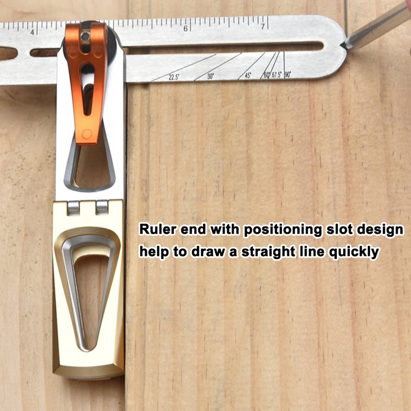 Woodworking Scriber Ruler Heavy Duty T-Shape Multi-Angle Scribing Tool Stainless