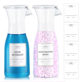 ASEVAT Laundry Detergent Dispenser,Liquid Laundry Detergent Dispenser, Detergent Dispenser for Laundry Room with 2 Labels, 2 Pack (40oz)