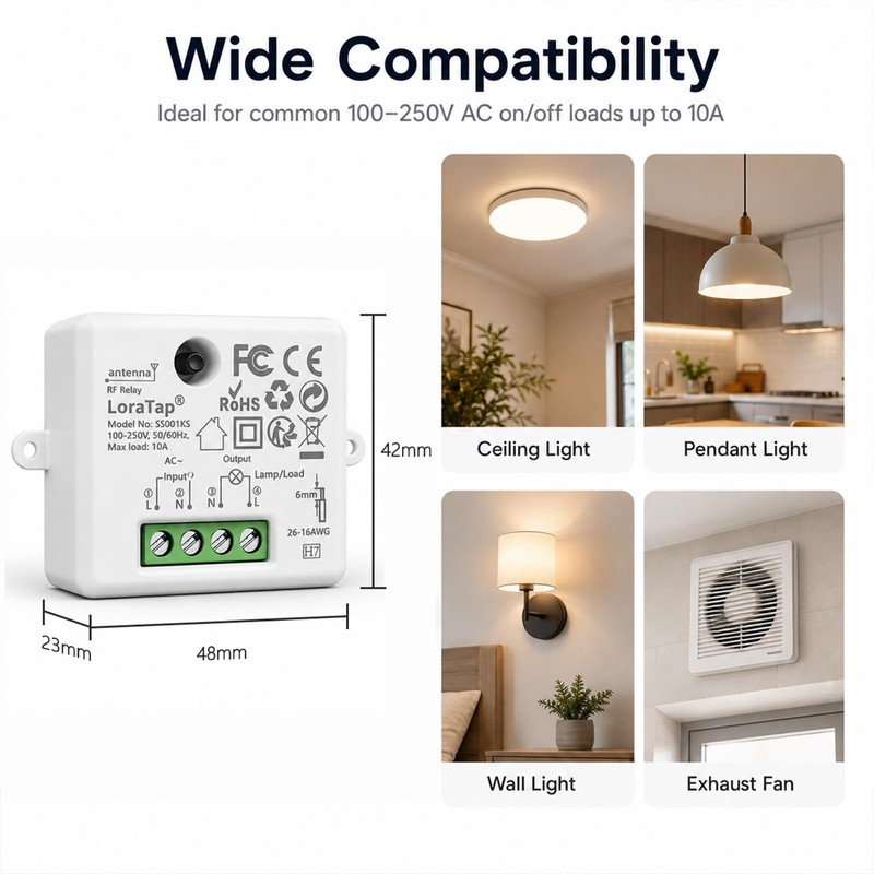 LoraTap Remote Light Switch Kit: No wall wiring required 120V