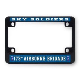 Sign Destination Metal Bike License Plate Frame Sky Soldiers 173Rd Airborne Brigade A Motorcycle Tag Holder Black 4 Holes One Frame