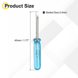 uxcell Mini Slotted Screwdriver 2.0mm Flat Head 1.77" (45mm) Length Micro Precision Screwdriver with Blue Handle for Watch Eyeglasses Cellphone Electronics Small Appliances Repair