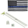 USA Thin Blue Line Embroidered Nylon Flag White Pole Kit