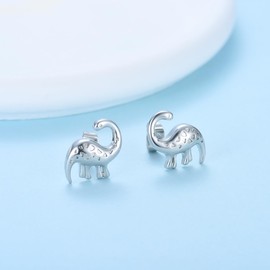 Shuxin Silver Stud Earrings for Boys Girls, Brachiosaurus Earrings for Kids, Dinosaur Gifts for Girls, Christmas Stocking Fillers
