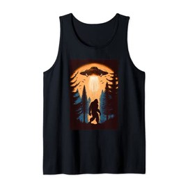 Funny Alien and Bigfoot UFO, Bigfoot Alien Abduction Tank Top