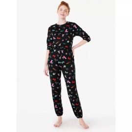 Joyspun Winter Snowflake Long Sleeve Tee & Joggers Pajama Set - 4-6 Small #2982