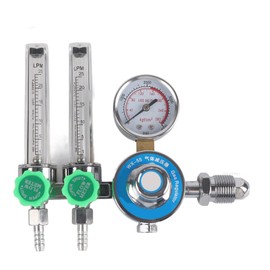 ANKROYU Argon Regulator, Chromeplate Zinc Alloy Two Tube Gas Flowmeter Pressure Reducer, Anti Slip Argon Flowmeter Regulator, Flowmeter Gas Regulator