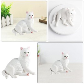Milisten Cat Figurine Garden Cat Statue Plastic Desktop White cat sitting sideways 2.7 Cute Cat Decor Gardeners Patio Yard Lawn Porch Ornament Garden Statues Decor