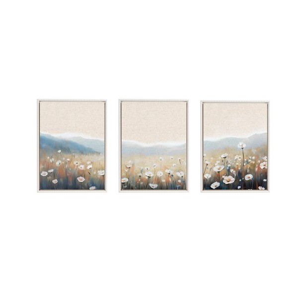Kate and Laurel Sylvie Traditional Painterly Summer Meadows Framed Canvas