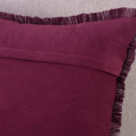 MADIZZ Set of 2 Suede Throw Pillow Covers with Fringe Tassels 26x26 Inch Dark Red Soft Decorative Cushion Cover for Sofa Bedroom Pillow Shell