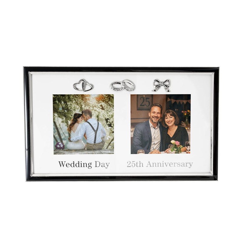 Happy Homewares Modern 25th Anniversary and Wedding Day Picture Frame