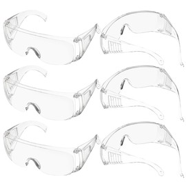 Pack of 6 Protective Glasses Laboratory Glasses with Ventilation, Transparent Protective Glasses for Scientists, Eye Protection Glasses for Laboratory, Workshop