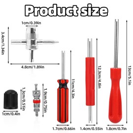 BOXOB 64pcs Tire Valve Stem Tool Kit, 4 in 1 & Double & Single Head Valve Core Remover Installer Wrench for Car, Truck, Motorcycle, Bicycle, ATV