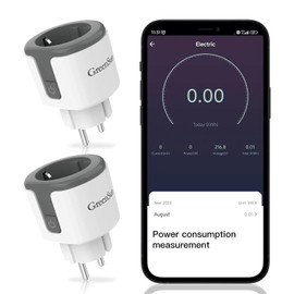 GreenSun Smart WLAN Socket, Smart WiFi Socket with Power Consumption Measurement, Schedule 16 A, 3600 W, Works with Alexa, Google Home, 2 Pieces