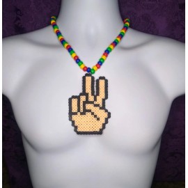 Peace Sign Perler Bead Kandi Necklace-EDC-RAVE-FESTIVAL-PLUR-EDM