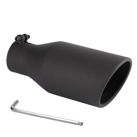 Richeer 3 Inch Inlet Black Exhaust Tip, 5 inch Outlet 12 inch Overall Length, Universal 3" Inside Diameter Diesel Exhaust Tailpipe Tip, 3" x 5" x 12" Clamp Bolt On Design with Ball End L Wrench