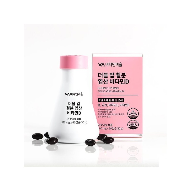 Wise 더블업 철분 엽산 비타민D 철분제 6병 총360캡슐 12개월분 Double