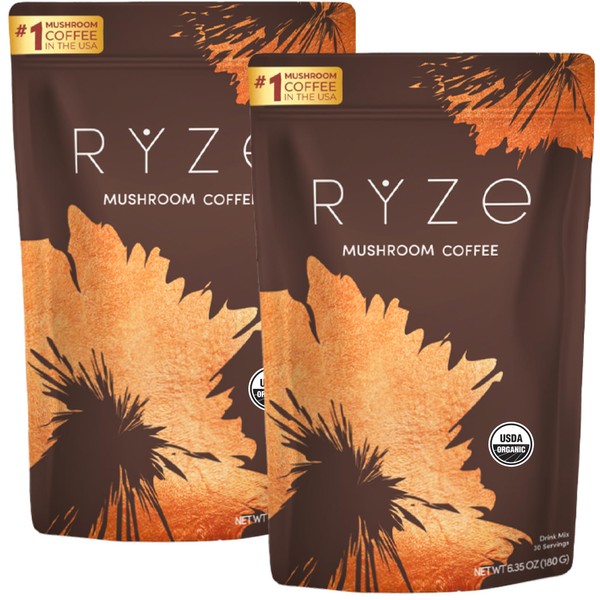 RYZE SUPERFOODS Mushroom Coffee Starter Kit, USDA Organic Instant Coffee
