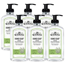 J.R. Watkins Gel Hand Soap, Scented Liquid Hand Wash for Bathroom or?Kitchen, USA Made and Cruelty Free, 11 fl oz, Aloe & Green Tea, 6 Pack
