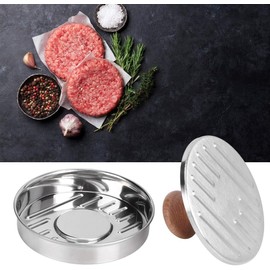 Fdit - Juego de 2 moldes antiadherentes para hamburguesas de acero inoxidable para barbacoa
