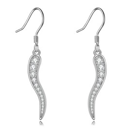 Italian Horn Earrings Sterling Silver Cornicello Earrings Protection Amulet Good Luck Jewellery Gifts For Women