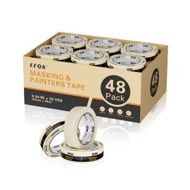 EFOK 48 Rolls Masking Tape 1 Inch Wide Bulk - 0.94 Inch x 55 Yards - Anti-UV White Professional Masking Tapes for General Purpose Painting - DIY Arts & Crafts No Residue