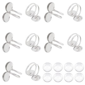 UNICRAFTALE 10pcs Ring Base Blank Bezel Trays Blank Cabochon Finger Ring Open Wrap Finger Ring Making Kit Stainless Steel Pad Ring Settings Base Bezel Tray Settings for Ring Making Crafts12mm Tray