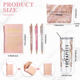 RimCereal 6 Pcs Speech Therapist Gifts SLP Gifts for Speech Language Pathologist 20 oz Tumbler Makeup Bag A6 Notebook Ballpoint Pen SLP Graduation Gift Appreciation Gift for Teacher Therapist (Pink)