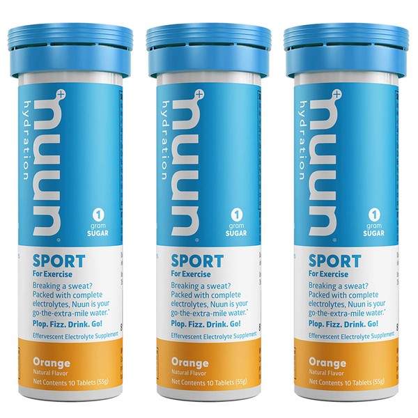 Nuun Sport: Orange Electrolyte Enhanced Drink Tablets (3 Tubes of 10 Tabs) (Nuun Active)