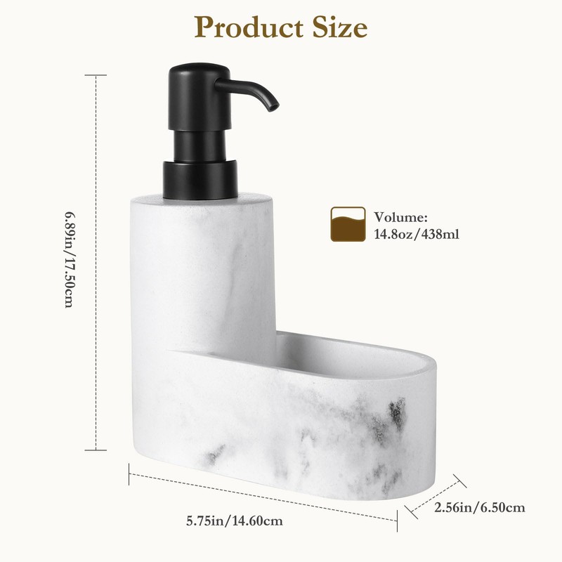Shinowa Dish Soap Dispenser with Sponge Holder, Refillable Kitchen Soap