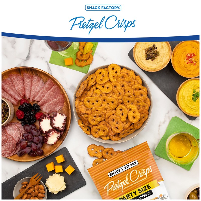 Snack Factory Pretzel Crisps, Cheddar Cheese, Party Size, 14 Oz