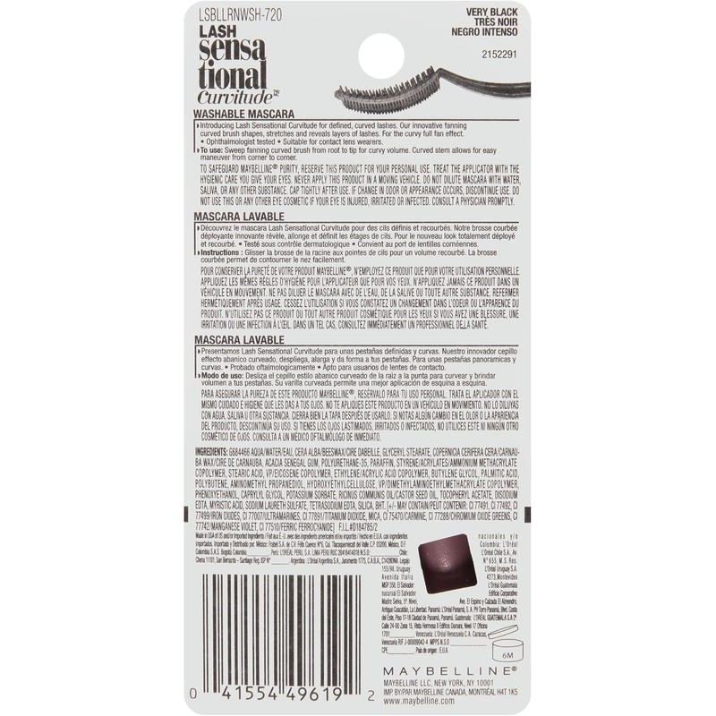 Máscara Curvitude Washable de Maybelline – Pestañas Curvadas y Volumen