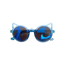 BlinkRite Trendy Round-Shaped LIttle Devil Cat Ear Sunglasses for Girls Kids Toddlers with Gradient Lenses (Blue)