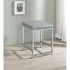 Pemberly Row Faux Leather Upholstered Square Cushion Vanity Stool Gray