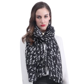 Lina & Lily Birds Print Women's Scarf Shawl Wrap Lightweight (Mini birds - black)