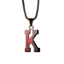 Kar Nann Football Stainless steel K English Alphabet Necklace black letter Pendant for Men women