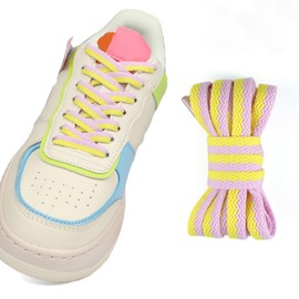 Double stitching color shoe laces shoe laces for sneakers purple shoe laces yellow shoe laces Individually packaged shoelaces for sneakers suitable for99% of shoe types(Lightpurple/brightyellow 140cm,