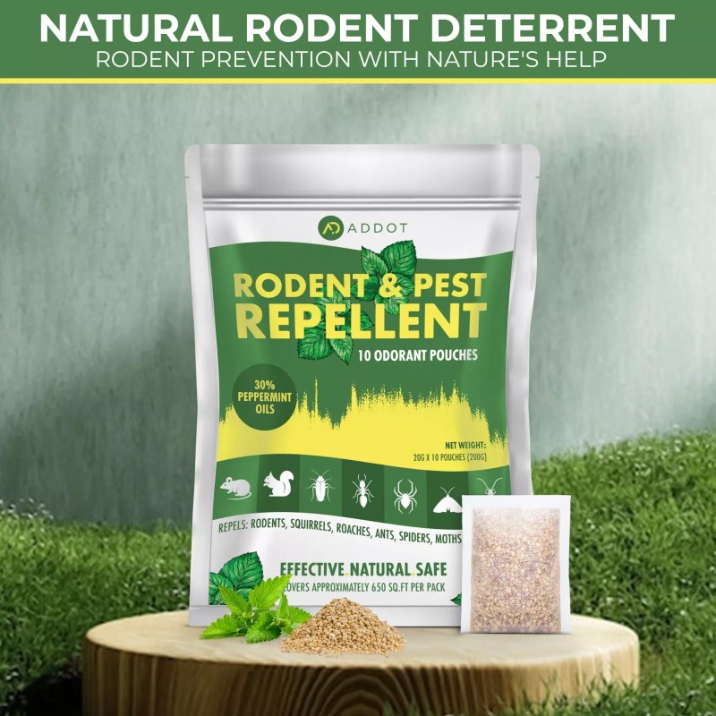 ADDOT Natural Peppermint Oil Mouse Repellent – 10-Pack, 40g Each