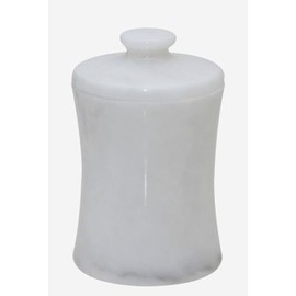 Decorative White Marble Canister, Stone Container Jar with Lid - 5 Inch Tall