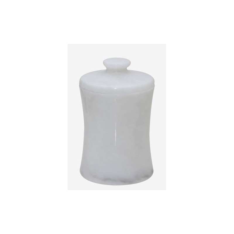 Decorative White Marble Canister, Stone Container Jar with Lid -