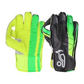 Kookaburra LC 1.0 Wicket Keeping Gloves, Size Adult, Black/Green/Yellow