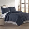 Amrapur Overseas | Solid Embroidered 3-Piece Quilt Set (Indigo, Full/Queen)