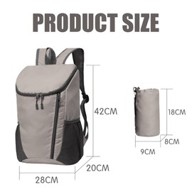 Elbourn Foldable Backpack Lightweight, Small Rucksack for Men and Women, Waterproof Rucksack for Walking, Hiking, Cycling (Grey)