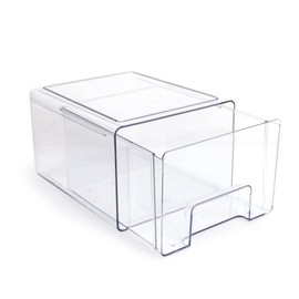 Smart Design Pull-Out Stackable Storage Bin -Tall - 9.8" D x 8.25" W x 6" H- Clear