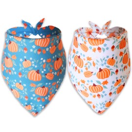 Fall Dog Cat Bandana,Thanksgiving Holiday Pumpkin Spice Bandana for Small Medium Large Dogs Pets Puppies (Large)